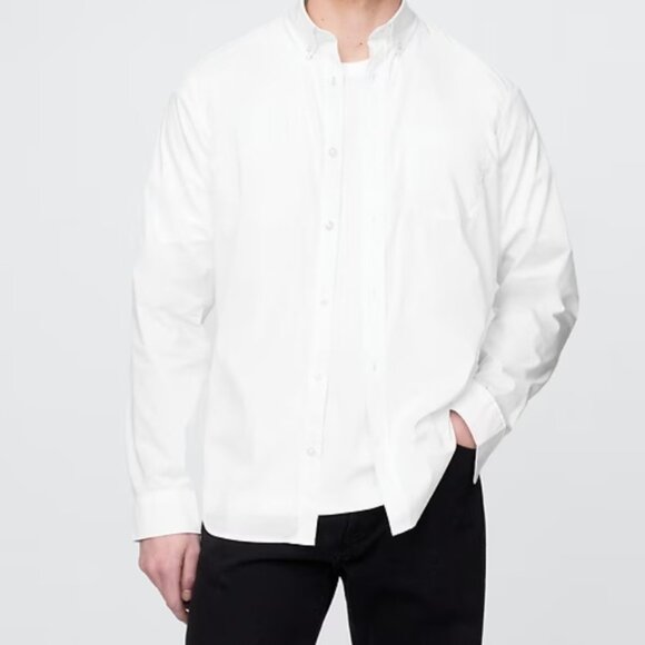 NWT  GAP Mens All-Day Poplin Shirt in Classic Fit White Button Down CoolMax - Picture 1 of 6